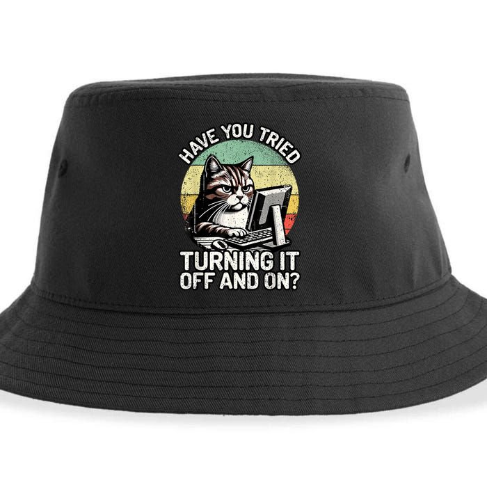 Tech Support Humor I Cat Tech Engineer I Computer It Guy Sustainable Bucket Hat