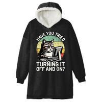 Tech Support Humor I Cat Tech Engineer I Computer It Guy Hooded Wearable Blanket