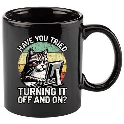 Tech Support Humor I Cat Tech Engineer I Computer It Guy 11oz C Handle Ceramic Mug