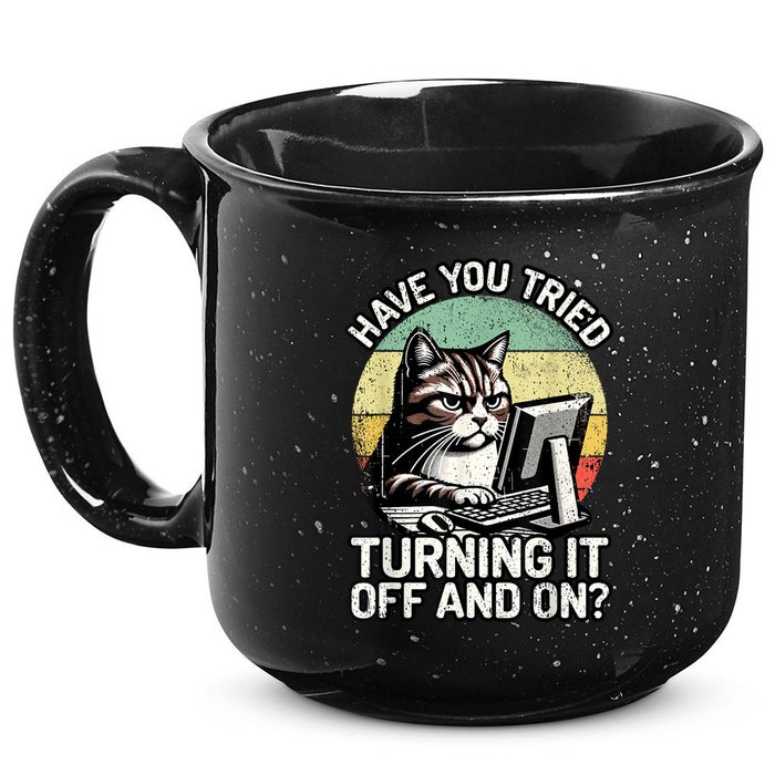 Tech Support Humor I Cat Tech Engineer I Computer It Guy 15oz Campfire Ceramic Mug