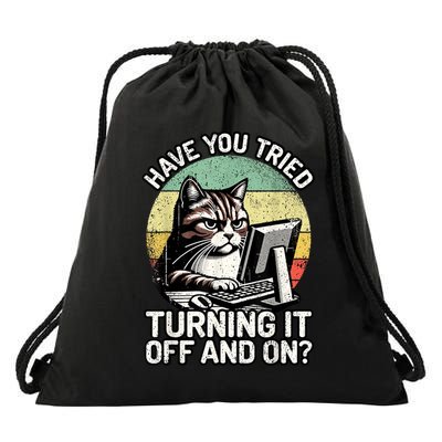 Tech Support Humor I Cat Tech Engineer I Computer It Guy Drawstring Bag