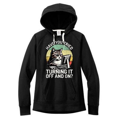 Tech Support Humor I Cat Tech Engineer I Computer It Guy Women's Fleece Hoodie