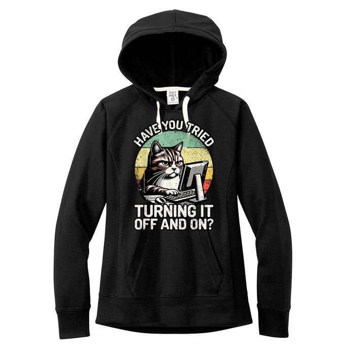 Tech Support Humor I Cat Tech Engineer I Computer It Guy Women's Fleece Hoodie