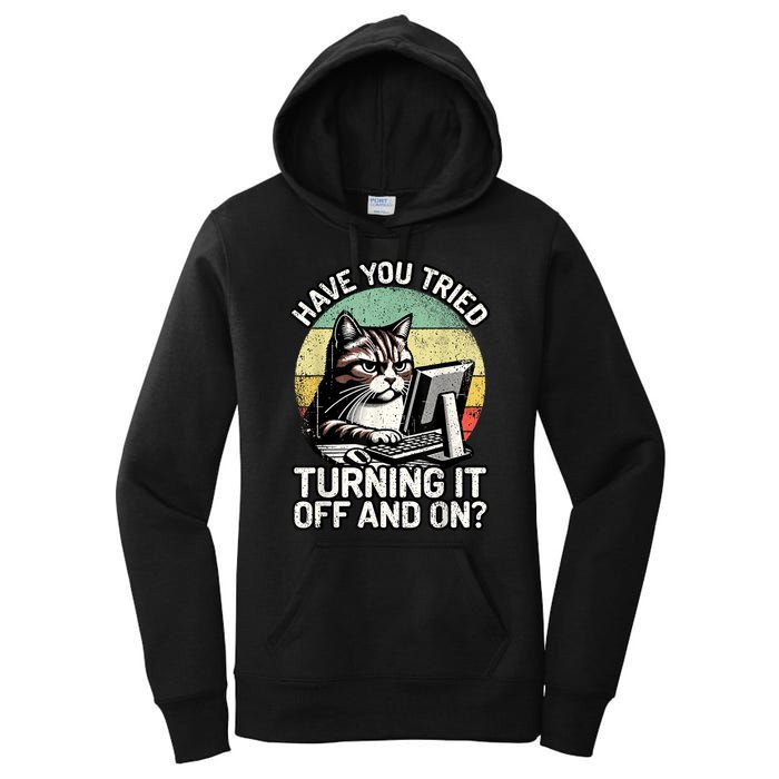 Tech Support Humor I Cat Tech Engineer I Computer It Guy Women's Pullover Hoodie