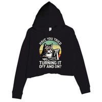 Tech Support Humor I Cat Tech Engineer I Computer It Guy Crop Fleece Hoodie