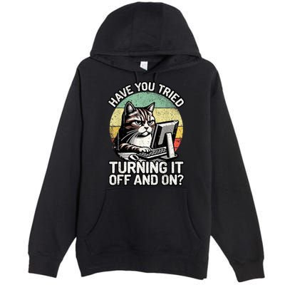 Tech Support Humor I Cat Tech Engineer I Computer It Guy Premium Pullover Hoodie