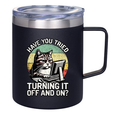 Tech Support Humor I Cat Tech Engineer I Computer It Guy 12oz Stainless Steel Coffee Mug