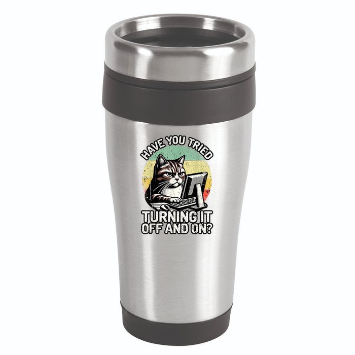 Tech Support Humor I Cat Tech Engineer I Computer It Guy 16oz Travel Tumbler