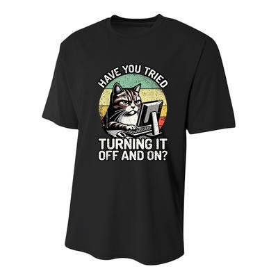 Tech Support Humor I Cat Tech Engineer I Computer It Guy Youth Performance Sprint T-Shirt