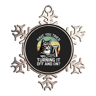 Tech Support Humor I Cat Tech Engineer I Computer It Guy Metallic Star Ornament