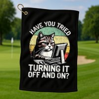 Tech Support Humor I Cat Tech Engineer I Computer It Guy Golf Towel