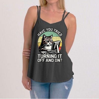 Tech Support Humor I Cat Tech Engineer I Computer It Guy Women's Strappy Tank