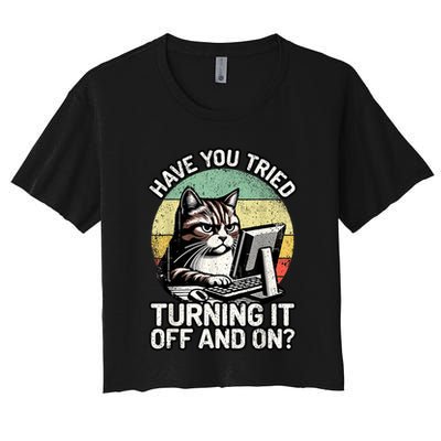 Tech Support Humor I Cat Tech Engineer I Computer It Guy Crop Top