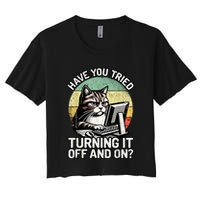 Tech Support Humor I Cat Tech Engineer I Computer It Guy Crop Top