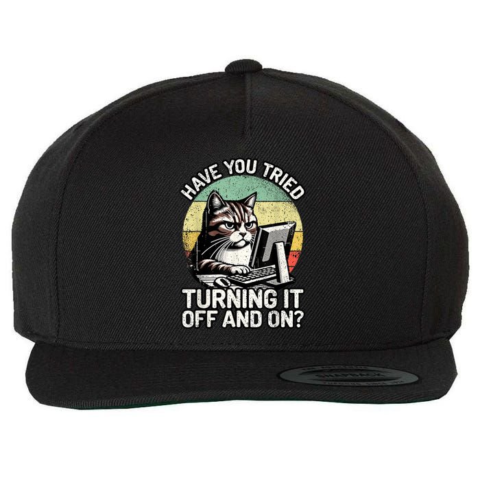 Tech Support Humor I Cat Tech Engineer I Computer It Guy Wool Snapback Cap