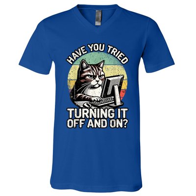Tech Support Humor I Cat Tech Engineer I Computer It Guy V-Neck T-Shirt