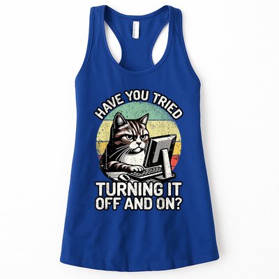 Tech Support Humor I Cat Tech Engineer I Computer It Guy Womens Tank Top