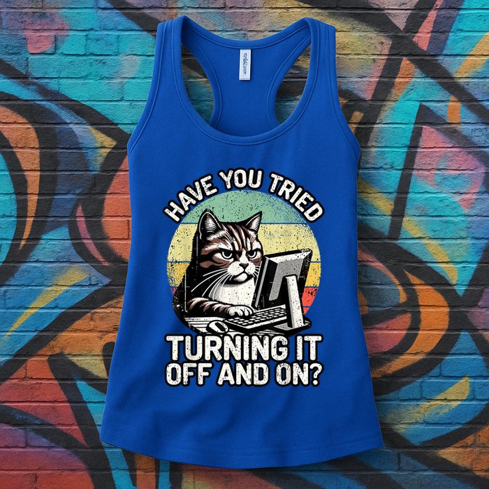 Tech Support Humor I Cat Tech Engineer I Computer It Guy Womens Tank Top