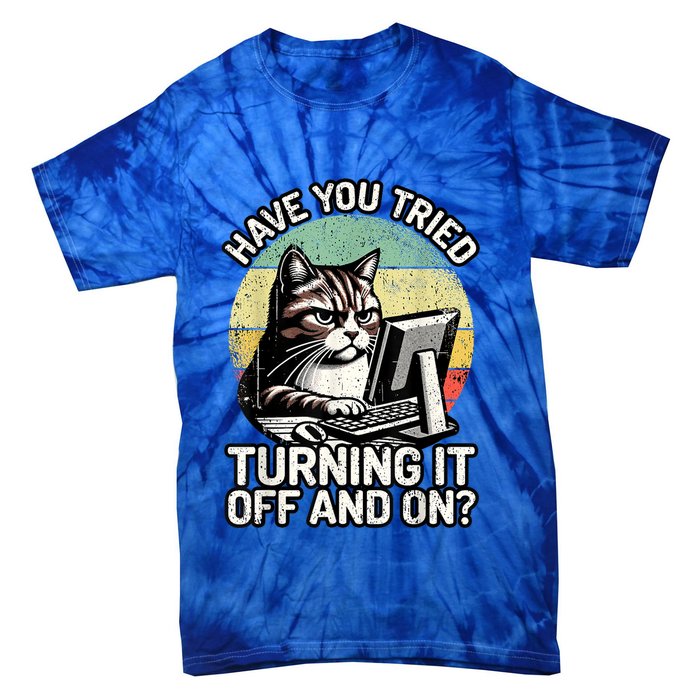 Tech Support Humor I Cat Tech Engineer I Computer It Guy Tie-Dye T-Shirt