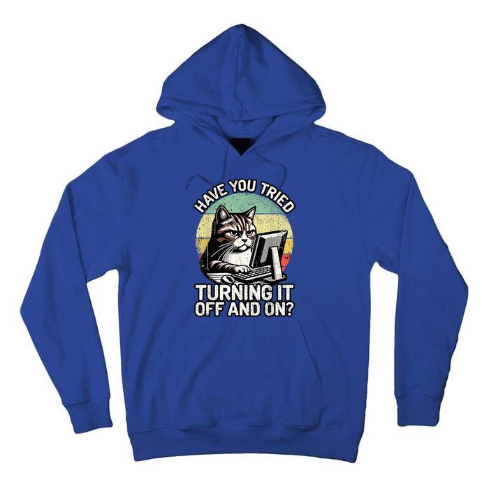Tech Support Humor I Cat Tech Engineer I Computer It Guy Tall Hoodie