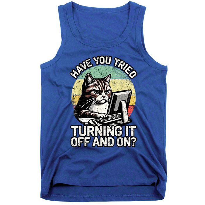 Tech Support Humor I Cat Tech Engineer I Computer It Guy Tank Top