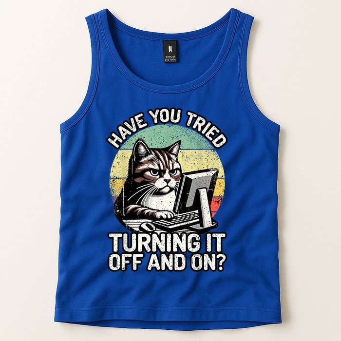 Tech Support Humor I Cat Tech Engineer I Computer It Guy Tank Top