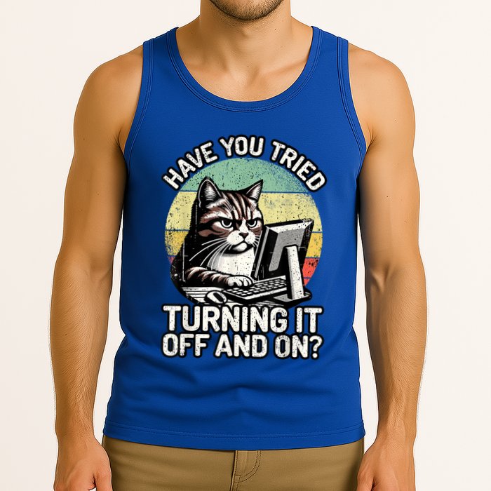 Tech Support Humor I Cat Tech Engineer I Computer It Guy Tank Top