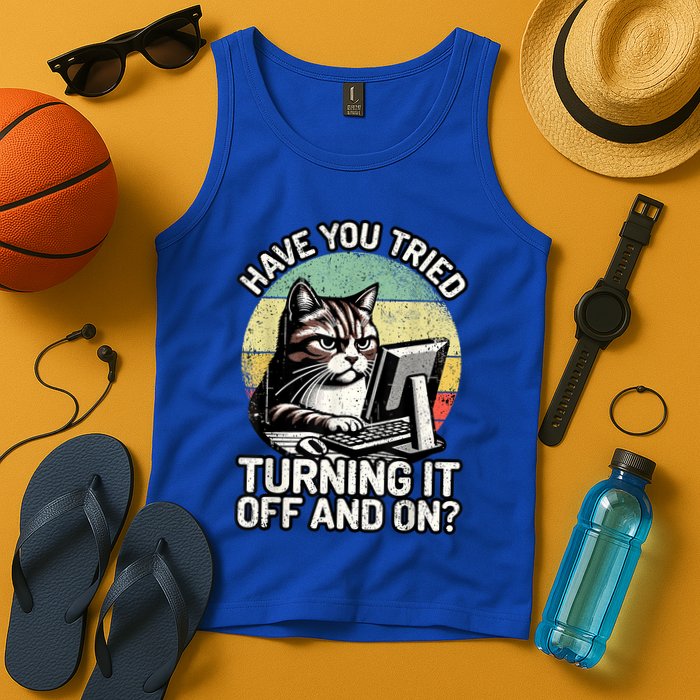Tech Support Humor I Cat Tech Engineer I Computer It Guy Tank Top