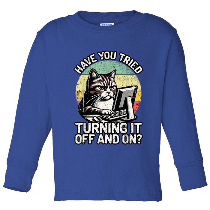 Tech Support Humor I Cat Tech Engineer I Computer It Guy Toddler Long Sleeve Shirt