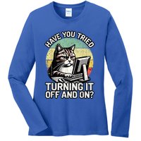 Tech Support Humor I Cat Tech Engineer I Computer It Guy Ladies Long Sleeve Shirt