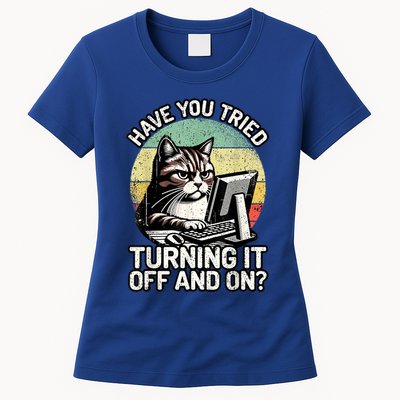 Tech Support Humor I Cat Tech Engineer I Computer It Guy Womens T-Shirt