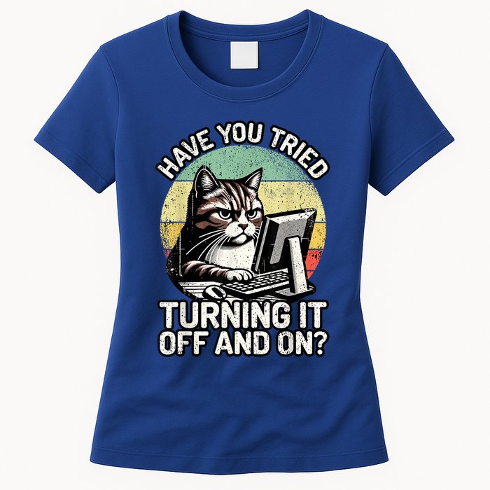 Tech Support Humor I Cat Tech Engineer I Computer It Guy Womens T-Shirt