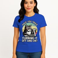 Tech Support Humor I Cat Tech Engineer I Computer It Guy Womens T-Shirt