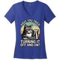 Tech Support Humor I Cat Tech Engineer I Computer It Guy Women's V-Neck T-Shirt