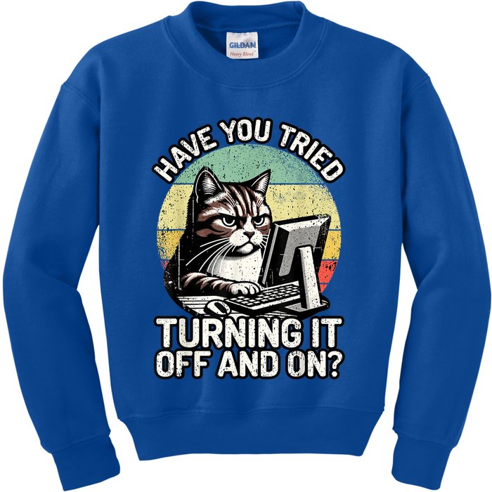 Tech Support Humor I Cat Tech Engineer I Computer It Guy Kids Sweatshirt