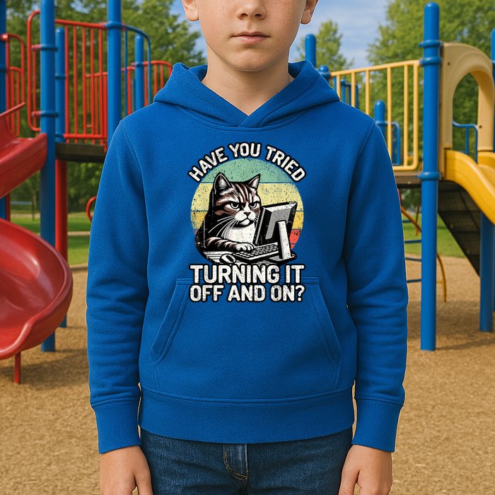 Tech Support Humor I Cat Tech Engineer I Computer It Guy Kids Hoodie
