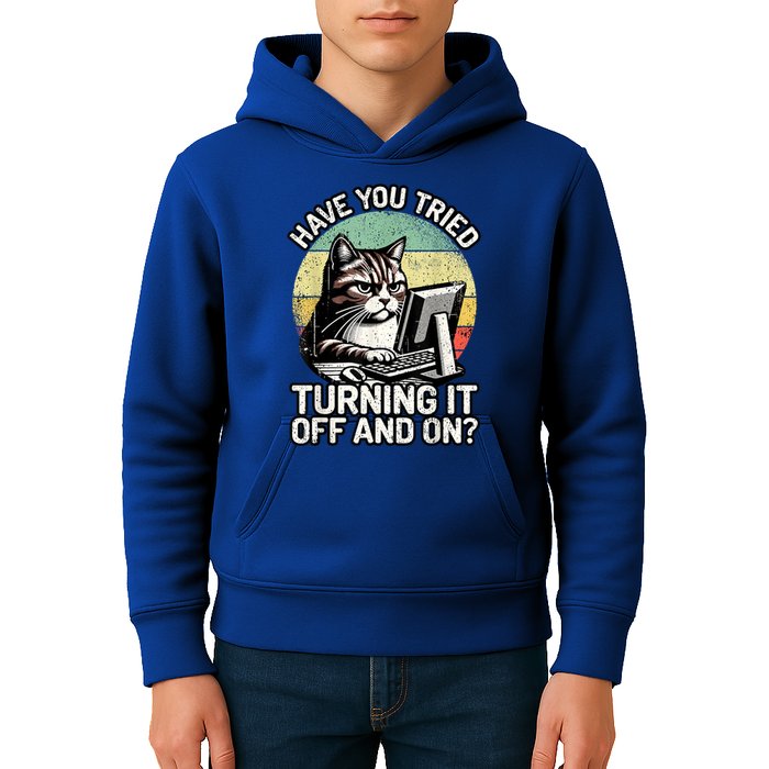 Tech Support Humor I Cat Tech Engineer I Computer It Guy Kids Hoodie