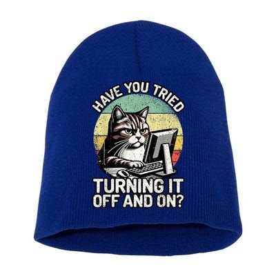 Tech Support Humor I Cat Tech Engineer I Computer It Guy Short Acrylic Beanie