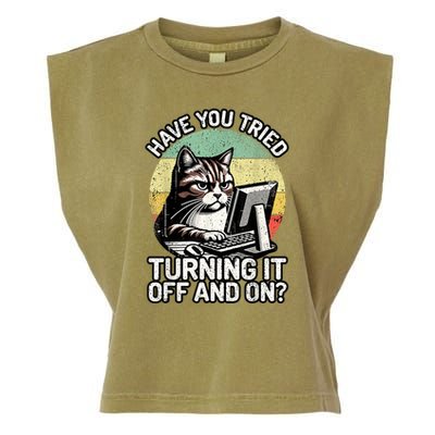 Tech Support Humor I Cat Tech Engineer I Computer It Guy Garment-Dyed Women's Muscle Tee