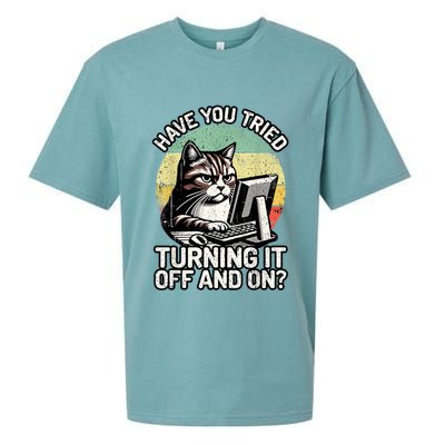 Tech Support Humor I Cat Tech Engineer I Computer It Guy Sueded Cloud Jersey T-Shirt