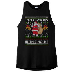 ThereS Some Hos In This House Santa Ugly Christmas Sweater Ladies PosiCharge Tri-Blend Wicking Tank