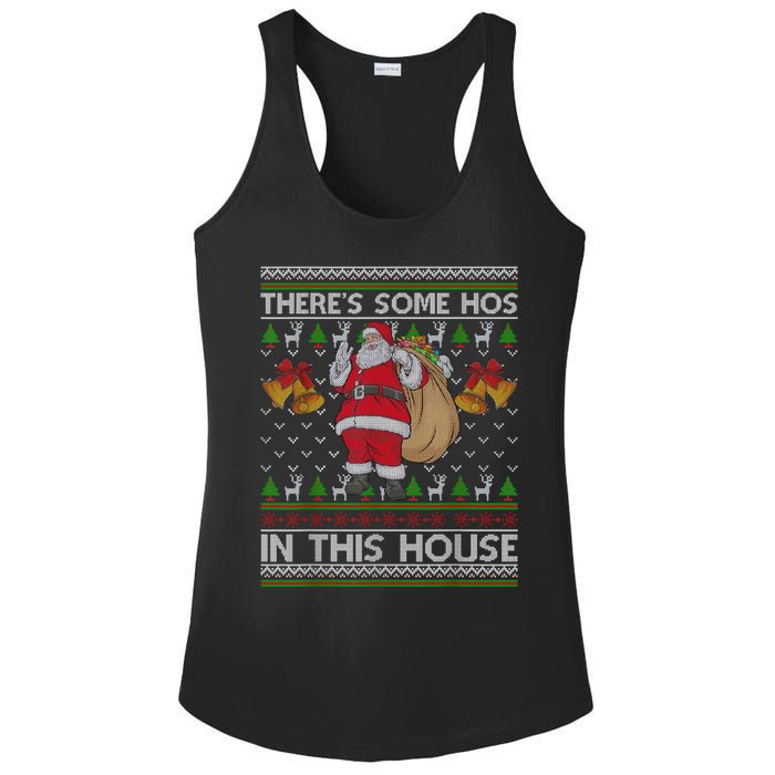 ThereS Some Hos In This House Santa Ugly Christmas Sweater Ladies PosiCharge Competitor Racerback Tank