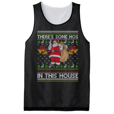 ThereS Some Hos In This House Santa Ugly Christmas Sweater Mesh Reversible Basketball Jersey Tank