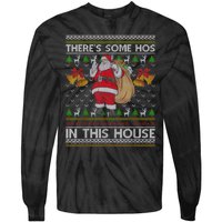 ThereS Some Hos In This House Santa Ugly Christmas Sweater Tie-Dye Long Sleeve Shirt