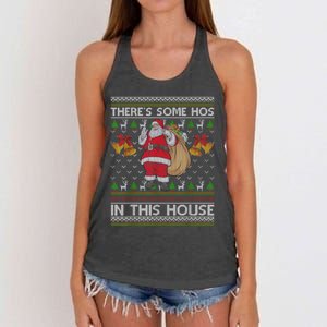 ThereS Some Hos In This House Santa Ugly Christmas Sweater Women's Knotted Racerback Tank