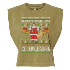 ThereS Some Hos In This House Santa Ugly Christmas Sweater Garment-Dyed Women's Muscle Tee