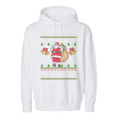 ThereS Some Hos In This House Santa Ugly Christmas Sweater Garment-Dyed Fleece Hoodie