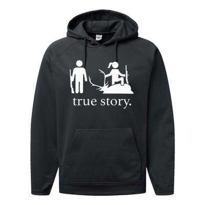 true story hunting lover Performance Fleece Hoodie