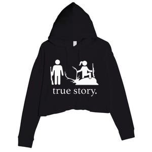 true story hunting lover Crop Fleece Hoodie