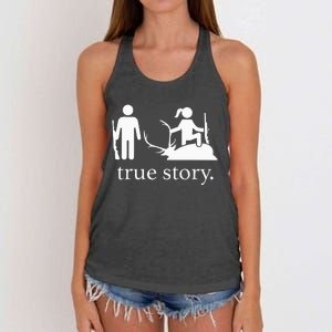 true story hunting lover Women's Knotted Racerback Tank